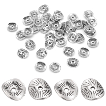 Koraliki Dystansowe, Styl Tybetański, Stop, Twist, Kolor: Srebrny, 9x1mm, otwor 1mm, 40szt (13WB26605)