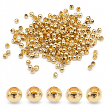 Koraliki Dystansowe Mosiądz Okrągłe, Pozłacane 18K, 2mm, Otwór 0.5mm, 200szt (13WB26616)