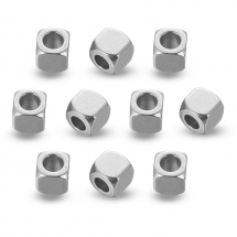 Koraliki Dystansowe, Stal Nierdzewna, Kostka, 4x4x4mm, otwor 2mm, 10szt (13WB26646)