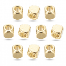 Koraliki Dystansowe Stal Nierdzewna, Kostka, Złoty, 4x4x4mm, 10 szt (13WB26647)