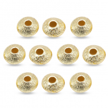 Koraliki Dystansowe, Przekładki, Mosiądz, Płaskie Okrągłe, Złoty, 5x2.5mm, Otwór 1.4mm,10szt (13WB26663)