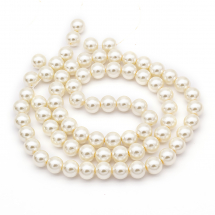 Перли Намистини Скляні Глянцеві Круглі, Білі, 12мм, Отвір 1мм, близько 70шт/80см/нитка, (13WB26915)