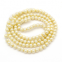 Koraliki Perła, Szkło, Błyszczące, Termobarwione, Okrągły, Cytrynowe, 6-7mm, 125szt/75cm/sznur (13WB26920)