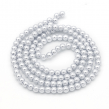Koraliki Perła, Szkło, Błyszczące, Termobarwione, Okrągły, Jasnoszare, 6-7mm, około 125szt/75cm/nić (13WB26927)