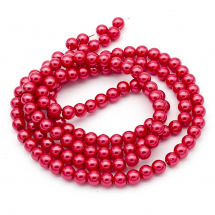 Перли Намистини Скло 6-7мм, Глянцеві, Круглі, Колір: Малиновий, Діаметр: 6-7мм, Отвір 1мм, близько 125шт/75см/нитка, (13WB26928)
