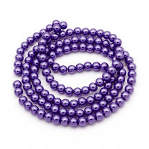 Перли Намистини Скло 6-7мм, Глянцеві, Круглі, Колір: Фіолетовий, Діаметр: 6-7мм, Отвір 1мм, близько 125шт/75см/нитка, (13WB26929)