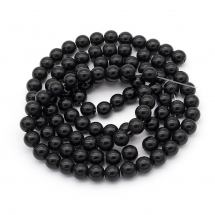 Koraliki Perła, Szkło, Błyszczące, Termobarwione, Okrągły, Czarny, 7.5-8mm, 100szt/75cm/sznur (13WB26933)