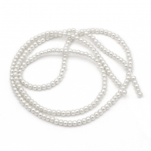 Koraliki Perła, Szkło, Błyszczące, Termobarwione, Okrągły, Biały, 3-4mm, około 185szt/57cm/sznur (13WB26934)
