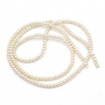 Koraliki Perła, Szkło, Błyszczące, Termobarwione, Okrągły, Kość Słoniowa, 3-4mm, około 185szt/57cm (13WB26935)