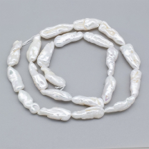 Перли Натуральні Прісноводні Кеші, Колір: Античний Білий, 13-20х6-10мм, Отвір 0.8мм, близько 20шт/33см/нитка. (13WB27150)