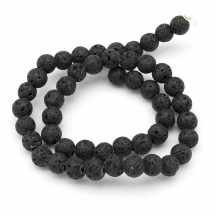 Koraliki Naturalna Lawa, Okrągłe, Czarny, 8mm, Otwór 2.5mm, około 48szt/35cm/nić (13WB27374)