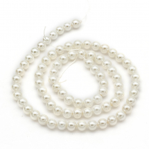 Koraliki Shell Pearl Klasa A Okrągłe, Białe, 5mm, 1mm Otwór, około 75szt/38cm/nić (13WB27394)