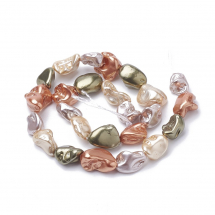 Koraliki Shell Pearl, Samorodek, Mix, 15-26x10-20x8-15mm, Otwór 0,8mm, około 20szt/38cm/nic, (13WB27402)