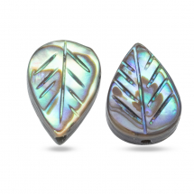 Koraliki Masa Perłowa Abalon/Paua Naturalny, Liść, 12.5x8.5x3.5mm, Otwór: 1mm, 2szt (13WB27405)