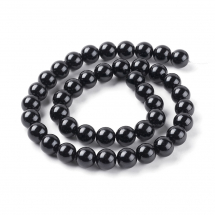 Koraliki Perłowe Szklane Błyszczące Okrągłe Ekobarwione, Czarne, 10mm, Otwór 0.7-1mm, około 40szt/38cm/nić, (13WB27599)