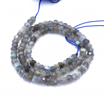 Koraliki Naturalny Labradoryt Oponka Fasetowane 5.5-6x3.5-4mm Kolor: Szary, 87szt/37cm/nic (13WB28330)