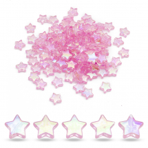 Намистини Еко Акрилові Прозорі АВ Колір Зірка, Рожевий, 10x4мм, Отвір 1.5мм, близько 100шт/25г, (13WB28502)
