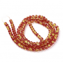 Koraliki Dwukolorowe Crackle Okrągły Średnica: 6mm Otwór 1.3-1.6mm Kolor: Pomidorowy około 127szt/76cm/nić (13WB28723)