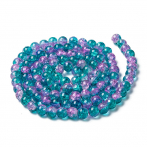 Koraliki Dwukolorowe Crackle . Lakierowany 8mm Otwór 1.3-1.6mm Kolor: Ciemnoniebieski ok. 95szt/76cm/nić (13WB28726)