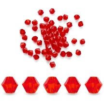 Koraliki Szklo Imitacja Kryształu Bicone, Fasetowanie 5301, Czerwony, 3.5x4mm, Otwór 1mm, 50szt (13WB28729)