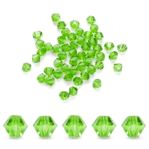Намистини Австрійський Кришталь, Огранювання 5301, Імітація, Скло, Біконус, Зелений лайм, 4.5х4мм, Отвір 1мм, (13WB28732)