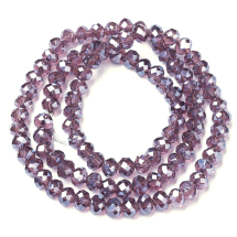Koraliki Szklane Galwaniczne, Perłowy Blask, Fasetowane, Ciemny Róż, 4x3mm, około 116szt/40cm/sznur (13WB28742)