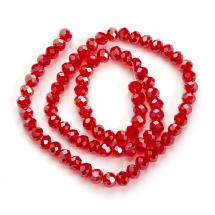 Намистини Гальваніка Скляні Гранені Рондель, Цегляний, 6х5мм, Отвір 1мм, близько 80шт/39см/нитка, (13WB28744)