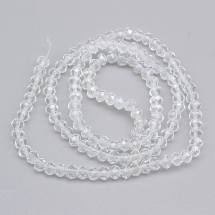 Намистини Гальваніка Скло, Гранені, Рондель, Колір: Безбарвний, 4х3мм, Отвір 0.4мм, близько 110шт/40см/нитка, (13WB28757)