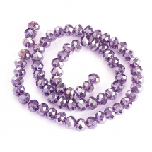 Koraliki Szklane Galwanizowane Tęczowy Efekt Fasetowane Rondel Rozmiar: 8x6mm Kolor: Indygo około 68szt/39cm/nić (13WB28762)