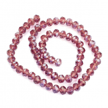 Koraliki Szklane Galwaniczne Fasetowane Tęczowy Efekt Rozmiar: 8x6mm Kolor: Liliowy około 69szt/39cm/nić (13WB28763)