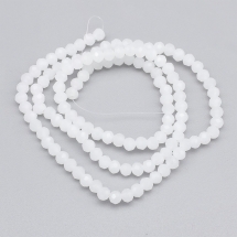 Koraliki Szklane Imitacja Jadeitu Fasetowane Rondel Rozmiar: 4x3mm Kolor: Biały ok. 124szt/40cm/nić (13WB28765)