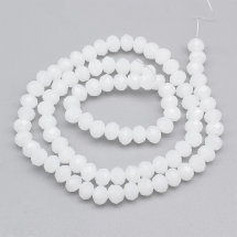 Koraliki Szklane Imitacja Jadeitu Fasetowane Rondel Rozmiar: 6x5mm Kolor: Biały około 83szt/40.5cm/nić (13WB28767)