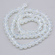 Koraliki Szklane Imitacja Jadeitu Fasetowane Rondel Rozmiar: 6x5mm Kolor: Biały ok. 83szt/40.5cm/nić (13WB28768)