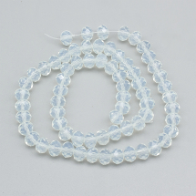 Намистини Скляні Імітація Нефриту, Грані, Прозорі, Рондель, Колір: Білий, 8х6мм, Отвір 1мм, близько 64шт/38см/нитка, (13WB28769)
