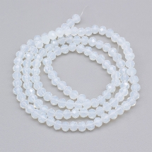 Koraliki Szklane Imitacja Jadeitu Fasetowane Rondel Biały 4x3mm około 110szt/39cm/nić (13WB28770)