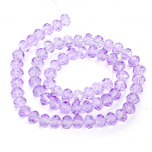 Koraliki Szklane Fasetowane Rondel Rozmiar: 8x6mm Kolor: Fioletowy około 65szt/41cm/nić (13WB28780)