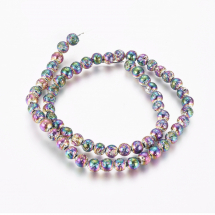 Koraliki Naturalna Lawa Galwaniczna, Okrągłe, 6mm, Kolor: Wielokolorowy, około 60szt/36.5cm/nic (13WB28802)