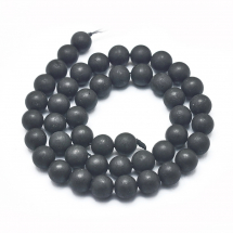 Koraliki Natural Shungite, Matowe, Okrągłe, Średnica: 8mm, Otwór 1mm, około 44szt/37cm/nić (13WB28834)