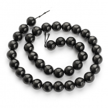 Намистини Натуральний Шунгіт, Карелія, Діаметр: 9.5-10мм Отвір 0.8мм близько 38шт/36см/нитка (13WB28836)