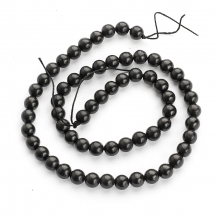 Koraliki Naturalny Szungit, Karelia, Średsznura 6-6.5mm, około 60szt/37cm/sznur (13WB28837)