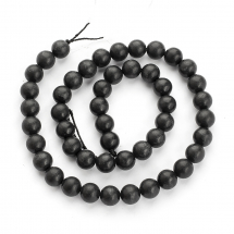 Koraliki Naturalny Szungit, Karelia, Średsznura 8-8.5mm, około 46szt/37cm/sznur (13WB28838)