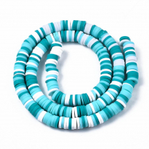 Koraliki Polymerna Glina, Heishi, Handmade, Płaskie, Mieszane Kolory, 6x0.5-1mm, ok. 290szt / 38cm / nic (13WB28843)