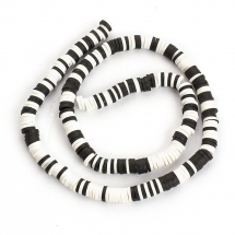 Намистини з Полімерної Глини Ручна Робота Круглі Плоскі Хейші, Чорний, 6x0.5-1мм, Отвір 1.8мм, близько 290шт/38см/нитка, (13WB28844)