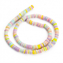 Koraliki Polymerna Glina, Heishi, Handmade, Płaskie, Mieszane Kolory, 6x0.5-1mm, ok. 290szt / 38cm / nic (13WB28845)