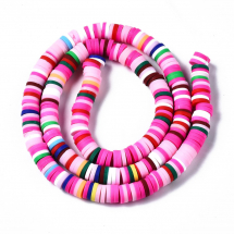 Koraliki Polymerna Glina, Heishi, Handmade, Płaskie, Mieszane Kolory, 6x0.5-1mm, ok. 290szt / 38cm / nic (13WB28847)