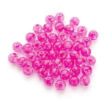 Koraliki Akrylowe Crackle, Przeźroczyste, Okrągłe, Średnica: 10mm, Kolor: Gorący Róż, około 40szt/25g (13WB28891)