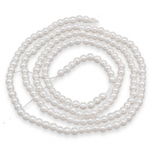 Koraliki Shell Pearl Okrągłe, Białe, 2mm, Otwór 0.5mm, około 185szt/39cm/nić (13WB15193)