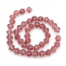 Koraliki Kryształ Austriacki, Imitacja Szkło, Bicone, Fasetowane, Liliowy, 6x6 mm, 50szt/30cm/sznur (2WB29295)