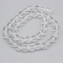 Koraliki Szklane 8mm Fasetowane Okrągły Kolor: Przezroczysty około 38szt/29cm/nic (5WB4362)