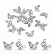 Намистини Метелик, Метал, Колір: Античне Срібло, Розмір: 11х15х1.5мм, Отвір 1.5мм, (5WB4590)